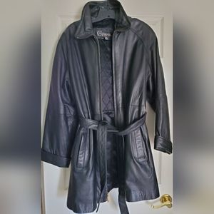 Colebrook & Co. LONG Belted Leather Coat Jacket